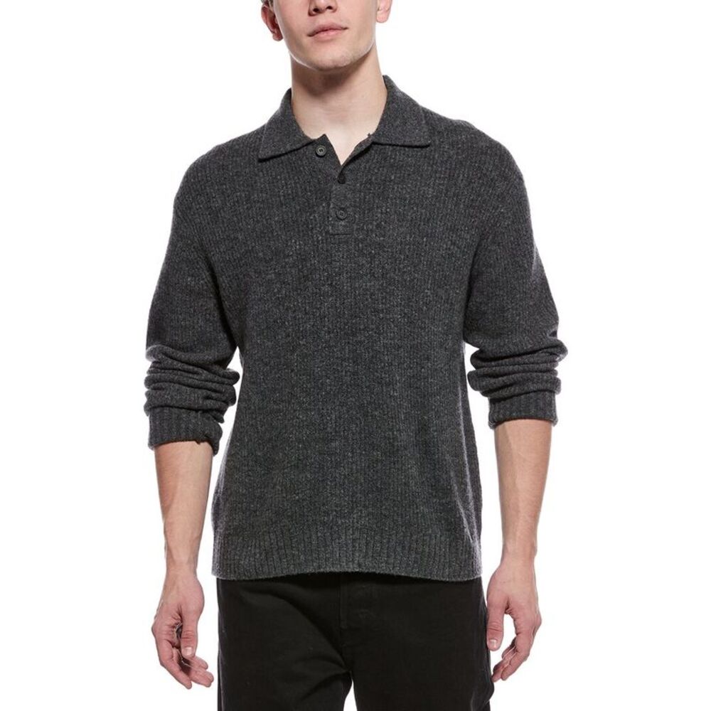 Theory Mens  Wool & Cashmere-Blend Polo Shirt, Gray